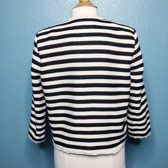 Metaphor Striped Fringe Zipper Pocket Blazer - Picture 5 of 6